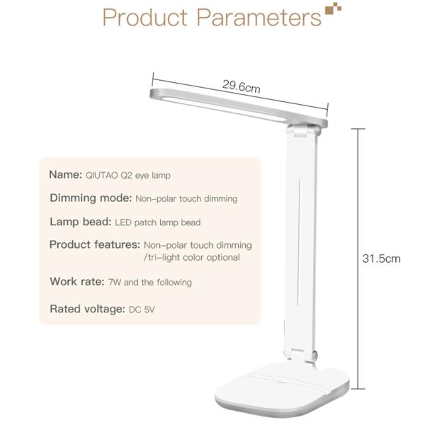 Лампа с регулируемой яркостью, складная лампа исследования ABS 2000MAH чтения стола 7W