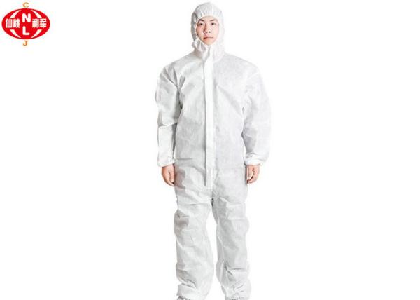 Waterproof White Microporous Disposable Hooded Coveralls