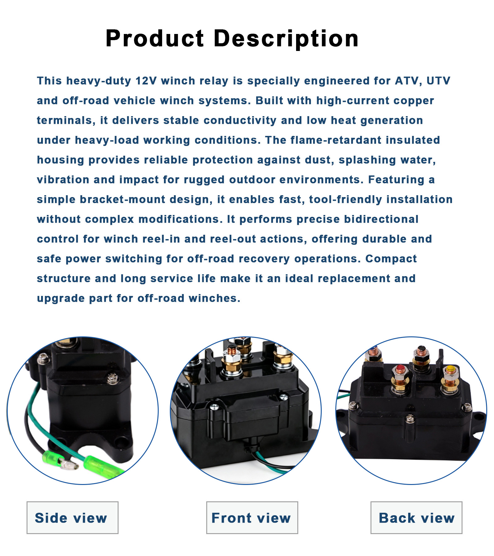 12V 250V ATV UTV Start Winch Control Relay Solenoid 9000 LB