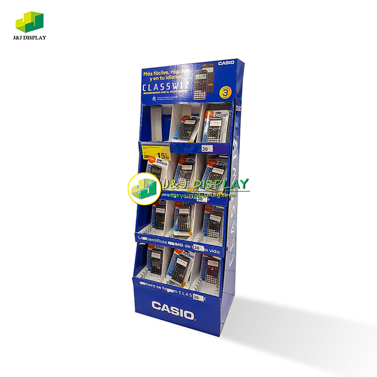 Flooring Recyclable Knock Down Shelves Displaying Corrugated Board Cardboard Floor Display Stand For Stationery, Skin Care, Outdoor Accessories Items
