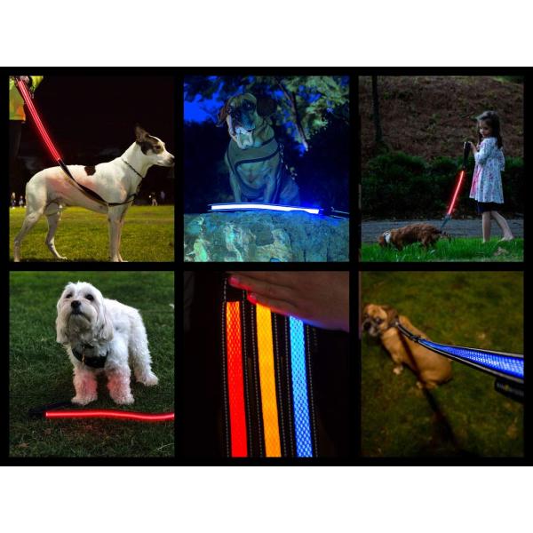 Зарево в темной ручке сжатия комфорта поводка собаки СИД проблескивая 5 футов длины