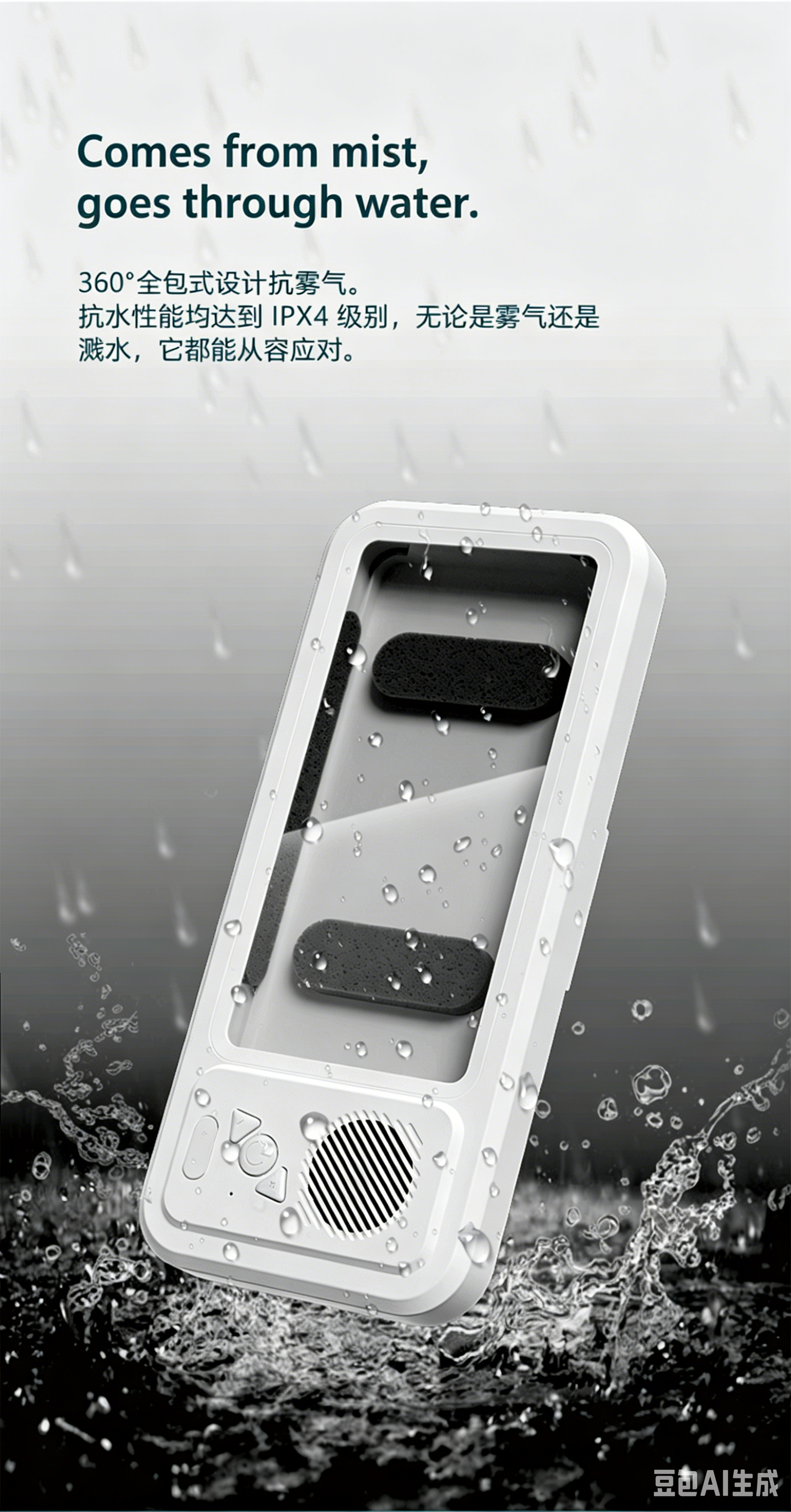 IPX6 Waterproof Shower Phone Holder with Bluetooth 5.3 Speaker, 12H Playtime, Touch Screen, Wall Mount