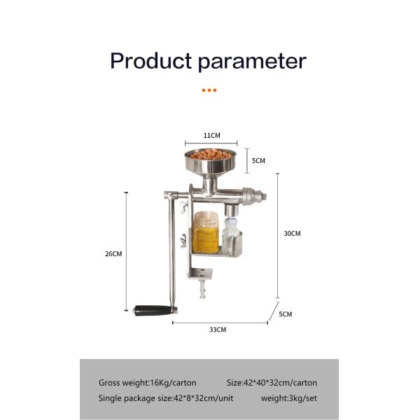 3KG Thailand Coconut Oil Cold Press Machine Manual Oil Expeller Small Manual Hydraulic Oil Press 98%-100%