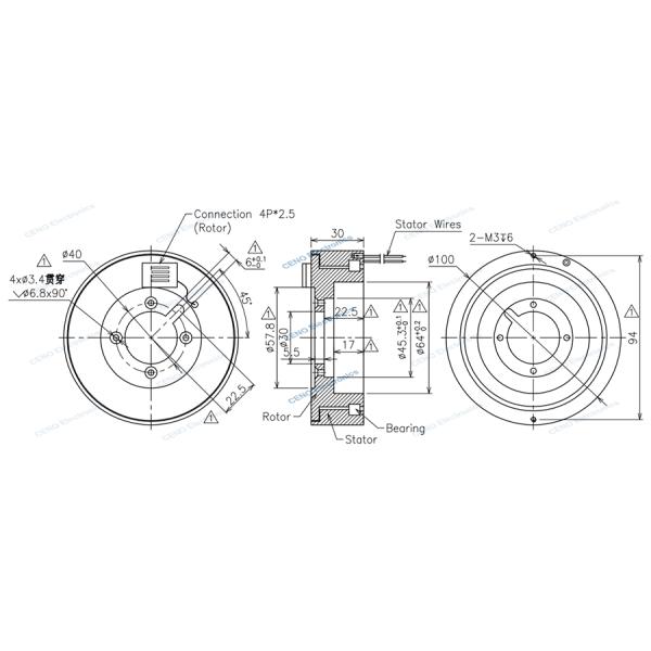 PIN Connector Through Hole Slip Ring With Inner Bore 45mm For Industry System