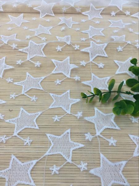 Pentagram Qmilch  embroidered Lace Fabric , star lace fabric,Cotton Lace, Polyester Lace Fabric