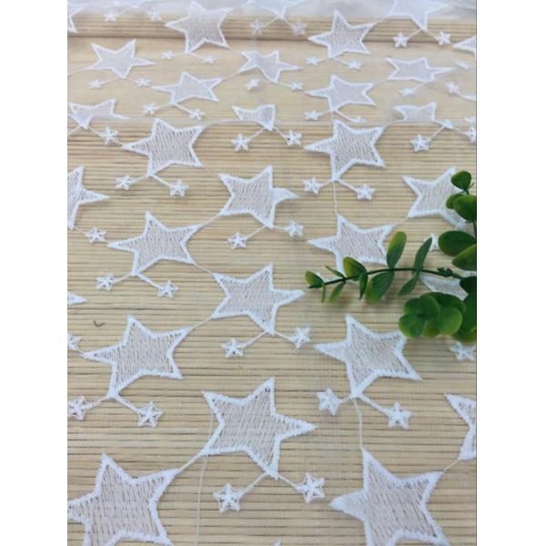 Pentagram Qmilch embroidered Lace Fabric , star lace fabric,Cotton Lace, Polyester Lace Fabric