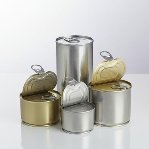 Recyclable Metal Tin Cans with Easy Open Lids and Various Sizes for Food Beverage Pharmaceutical Packaging