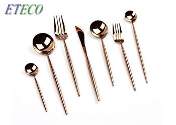 Eco-friendly Black And Rose Gold Utensils , Kitchen Cutlery Set Mirror Polish