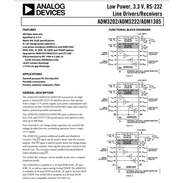 ADM3202ARUZ 2/2 Передатчик интегрированные чипы Чип полный RS232 16-TSSOP