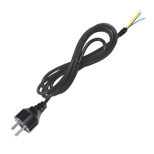 EU Plug to Tinned Stripped Wire Power Cord- 2-Pin Euro Power Cable for DIY AC Wiring, Panel Connection, Equipment Input