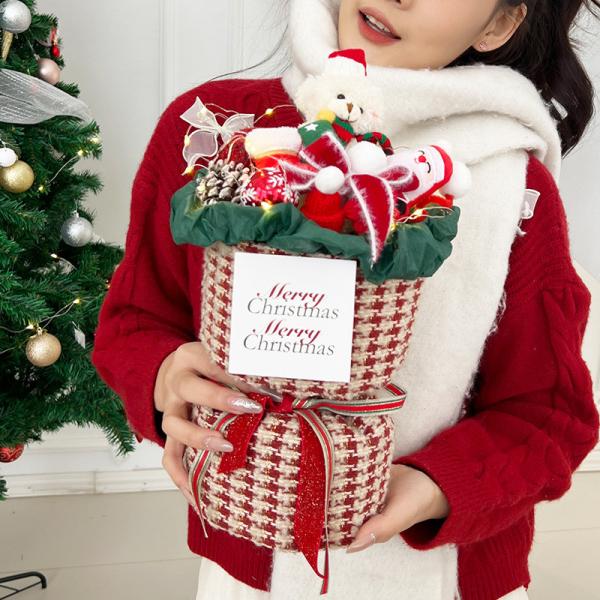 Ensemble de cadeaux de Noël - Bouquet de poupée en peluche du Père Noël 25x30 cm