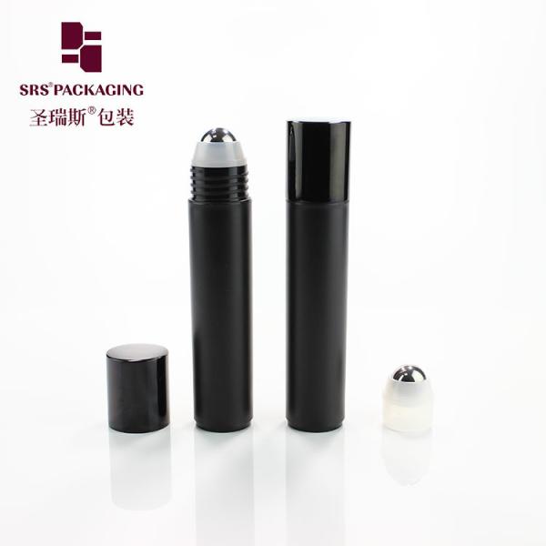 Empty cosmetic 35ml matte black color plastic deodorant roller bottle