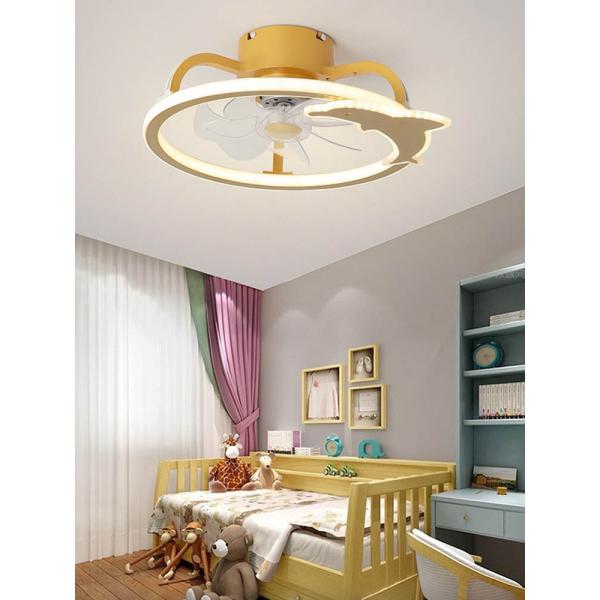 2- Contemporary 5 Blades Integrated LED Ceiling Fan for Children's Bedrooms Living Room ABS AC