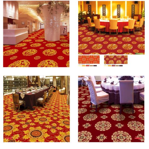 Commercial Kitchen Flooring Red With Yellow Color Flower Filled Drawing