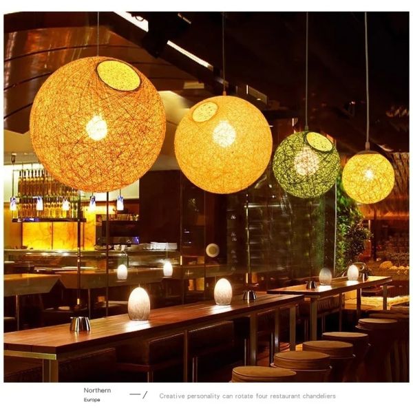 Loft Hanging Lamp Living Room Home Decoration Nordic Rattan Weaving Spherical Pendant light(WH-WP-145)