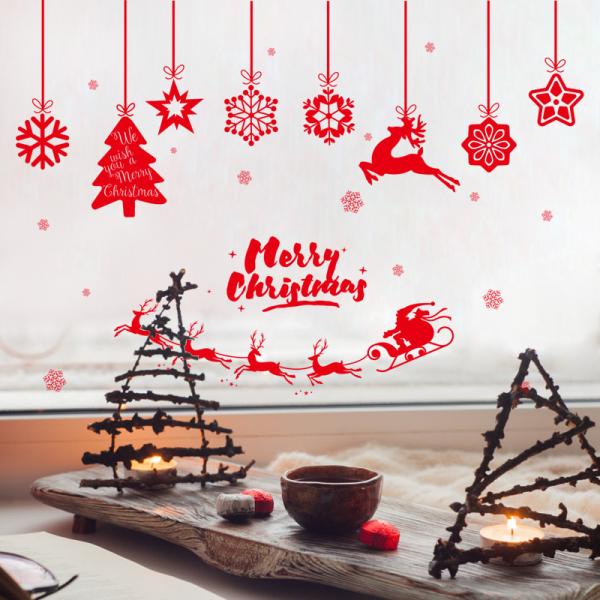 PVC 3D Christmas Wall Stickers Living Room Decoration Self Adhesive Easy To Stick