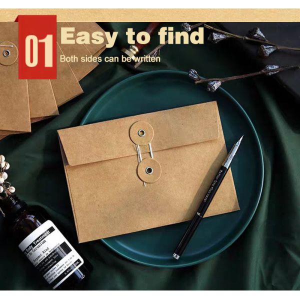 Brown C4 Gusset Envelopes Kraft Paper Document Bag With Button Closure