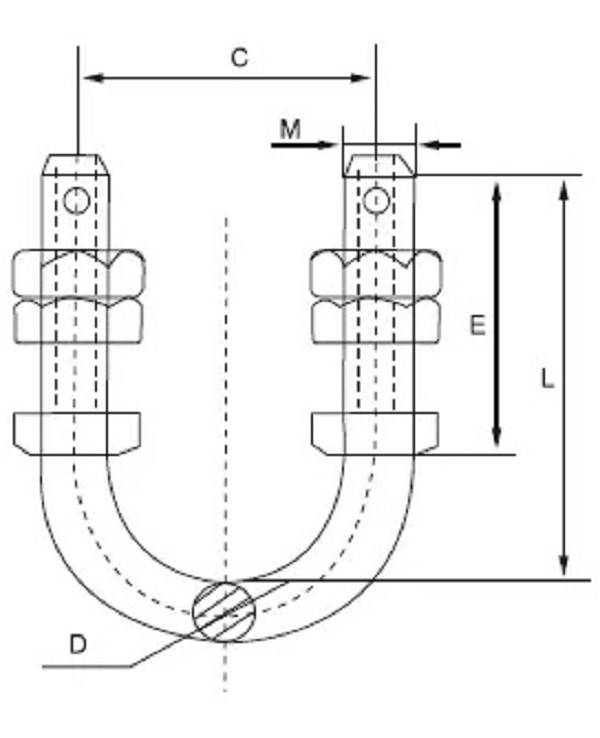 Болт 80MM до 140MM HDG u штуцеров электричества 35KN