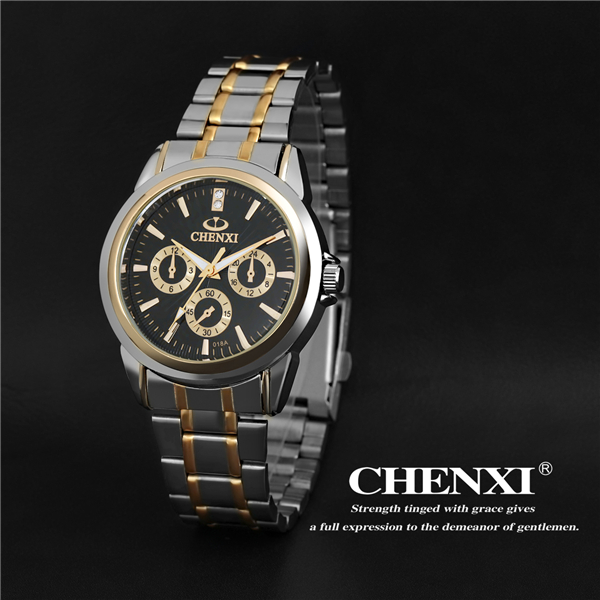 2015 New Fashion Two Tone Color Gold 005D7D Japan Quartz Movt Stainless Steel Watches Man