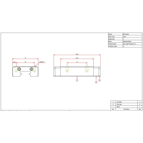 MGN7H 3D Printed Linear Rails Stainless Steel Smooth Hiwin Rail