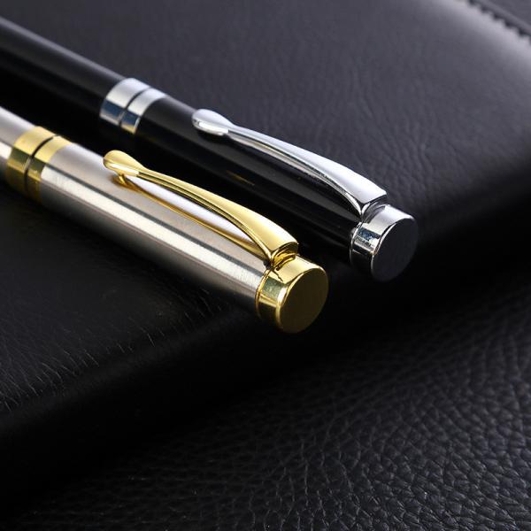 Impressão de logotipo personalizado caneta de bolas metálicas finas preto branco para presente personalizado de cores