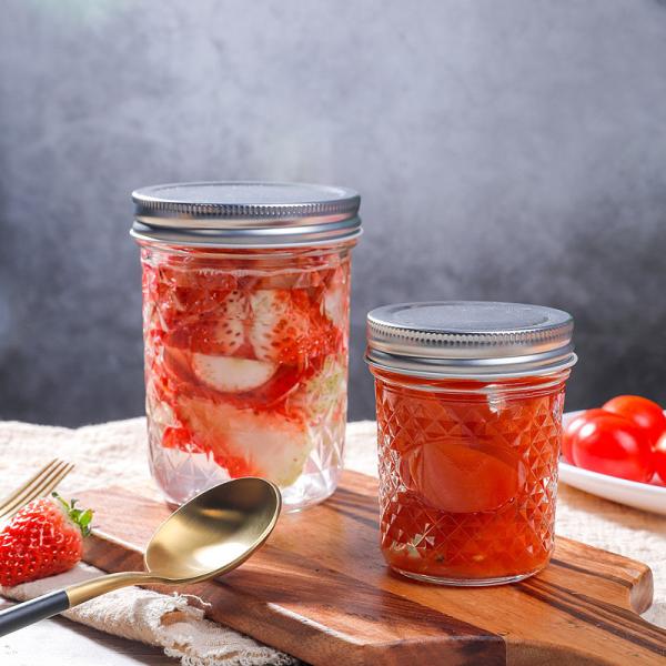 Jelly Food Glass Pickle Jar , 4oz / 8oz Clear Caviar Clear Glass Jars