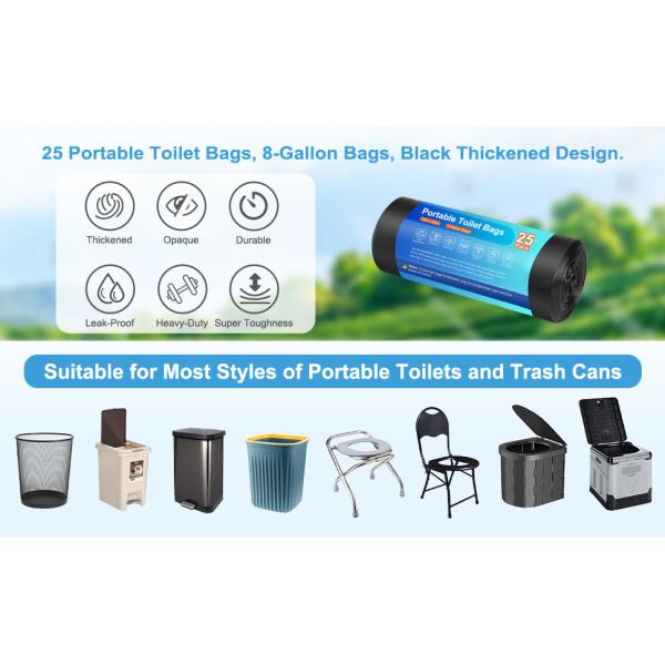 Customized Biodegradable Camping Toilet Bags Thickened Porta Potty Bags Black