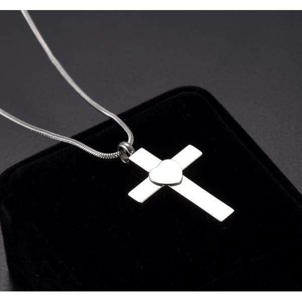 Stainless Steel Memorial Ash Funeral Casket Jewelry Cross Ash Holder Pendant Necklace