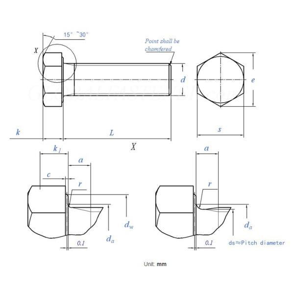 JIS B1180 M30 M18 M9 M5 Hexagon Head Bolt Continuous Thread Hexagon Head Bolts