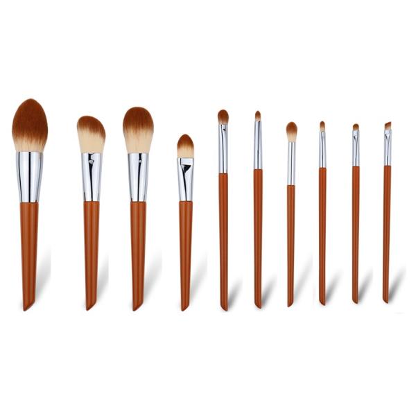 Dark Orange Aluminum Ferrule Cosmetic Makeup Brush Fluffy Soft Synthetic Bristles