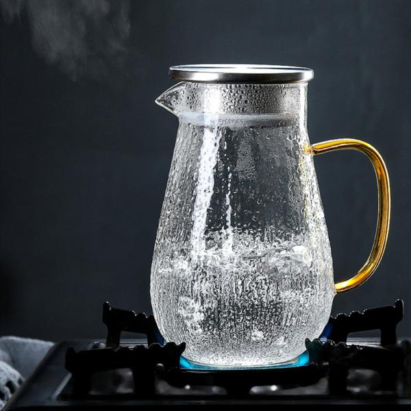 Drip Free Glass Refrigerator Pitcher , Spill Proof Spout Carafe Water Bottle