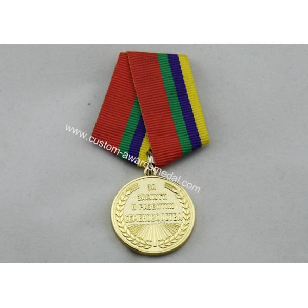 Gold Custom Awards Medals / Reward Medal With Zinc Alloy 3D Design And Ribbon Matched