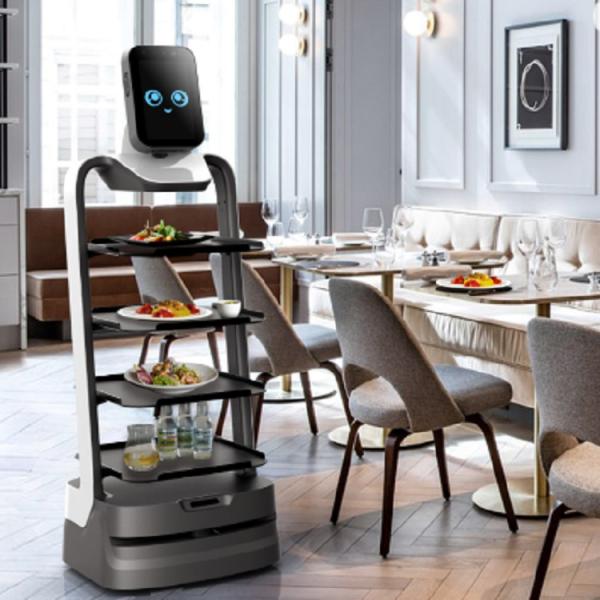 Korean Voice Service Robot Zhaocaibao AI Restaurant Waiter With  Korean Voice Interaction For Food Delivery Robot