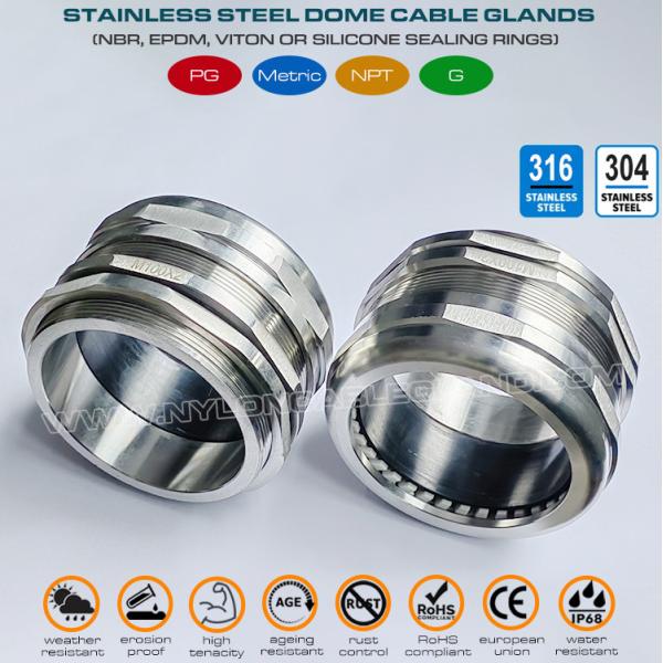 Type 316L, 316, 304 Stainless Steel IP68 Cable Gland M100x2.0 Metric Thread (EN 60423) for 78mm~84mm Cables