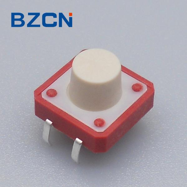 12 Mm X 12mm Tactile Switch Thru Hole Red House 0.5mA Current Rate With Black