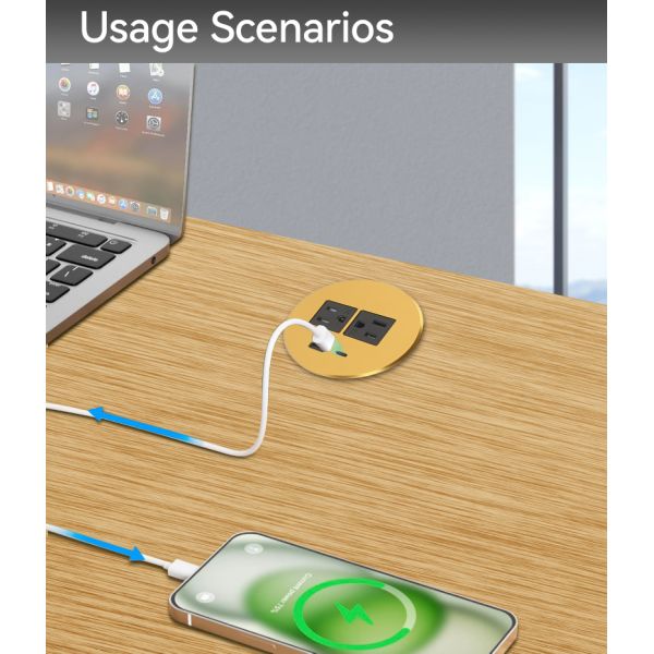 Hotel Room Usb C Wireless Charging Grommet Recessed Power Outlet 18W