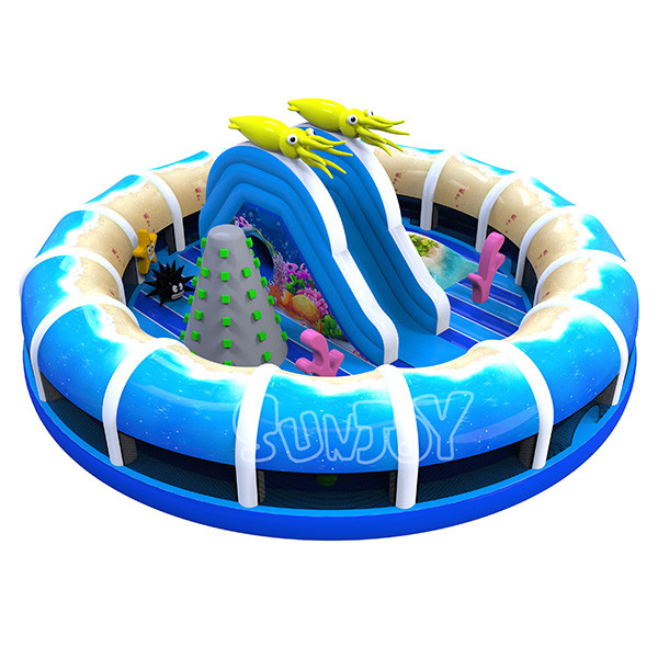 Round Sea World 0.55mm Plato Inflatable Jumping Theme Park