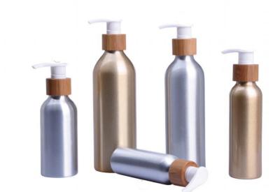 80 120 250 300ml Aluminium Cosmetic Bottle Bamboo Lotion Pump  Containers
