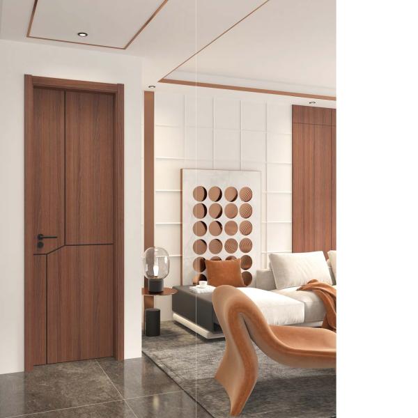 Modern Solid Hotel Melamine Wooden Interior Doors Soundproof Brown Grey