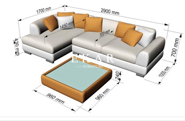 Germany Modern Simple 2017 Latest Home Furniture Living Room Snow-white Genuine Leather Sectional Sofa Sets  ZZ-T-006