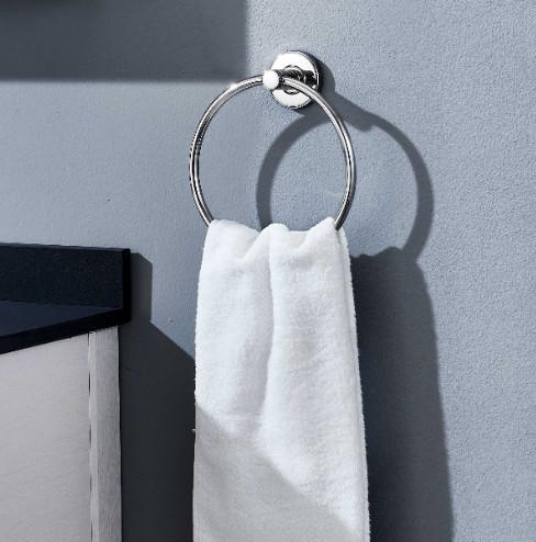 Grey Polished Chrome Hand Towel Holder Sus304 Circular Towel Rack