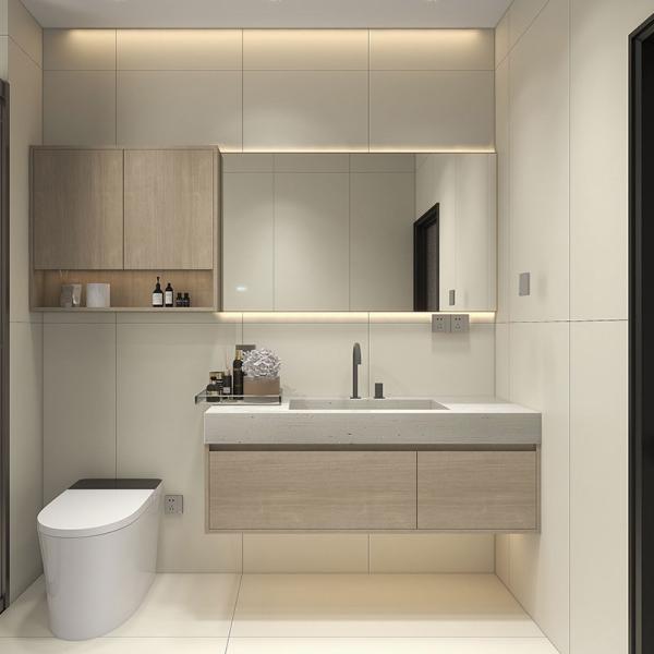 Water Resistant Modern Style Single Mirror Vanity Sink Bathroom Storage Cabinet Bathroom Vanity