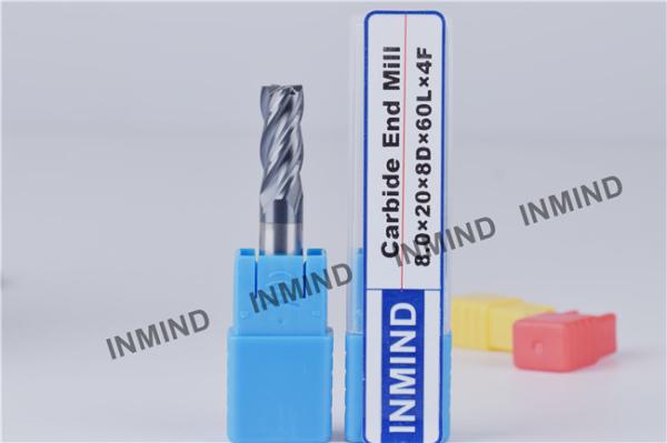Grain Size 0.8UM Upto HRC50 AlTiN Coating 8mm Square machine cutting tools End  Mill , 4 Flute , end mill bits
