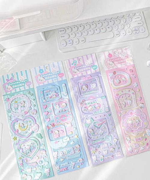 50 Sheets Pack Cartoon Sticker Sheet Smooth Surface For Business Use