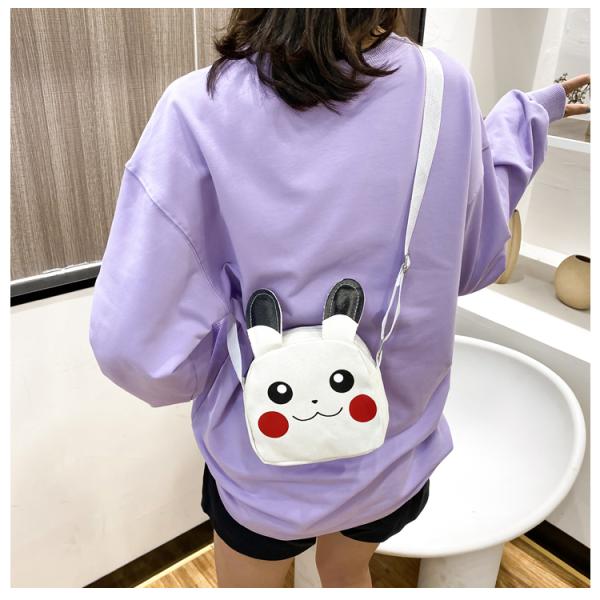 Kids crossbody girls cute canvas bag Pikachu shape animal cartoon customs logo picture bag canvas children accessories