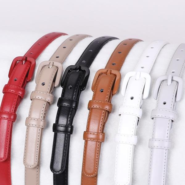 PU Strap Skinny Black Belt Leather 1.8cm Colorful Slim Waist