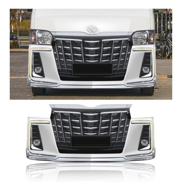 ABS Plastic Car Body Kit Facelift Front Rear Bumper Front Grille Hiace 2018+