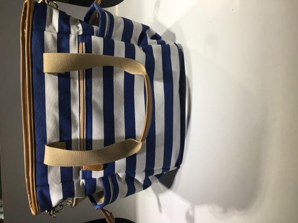 Strips Printing Toddler Diaper Bag Totes , Portable Baby Nursery Bag Canvas