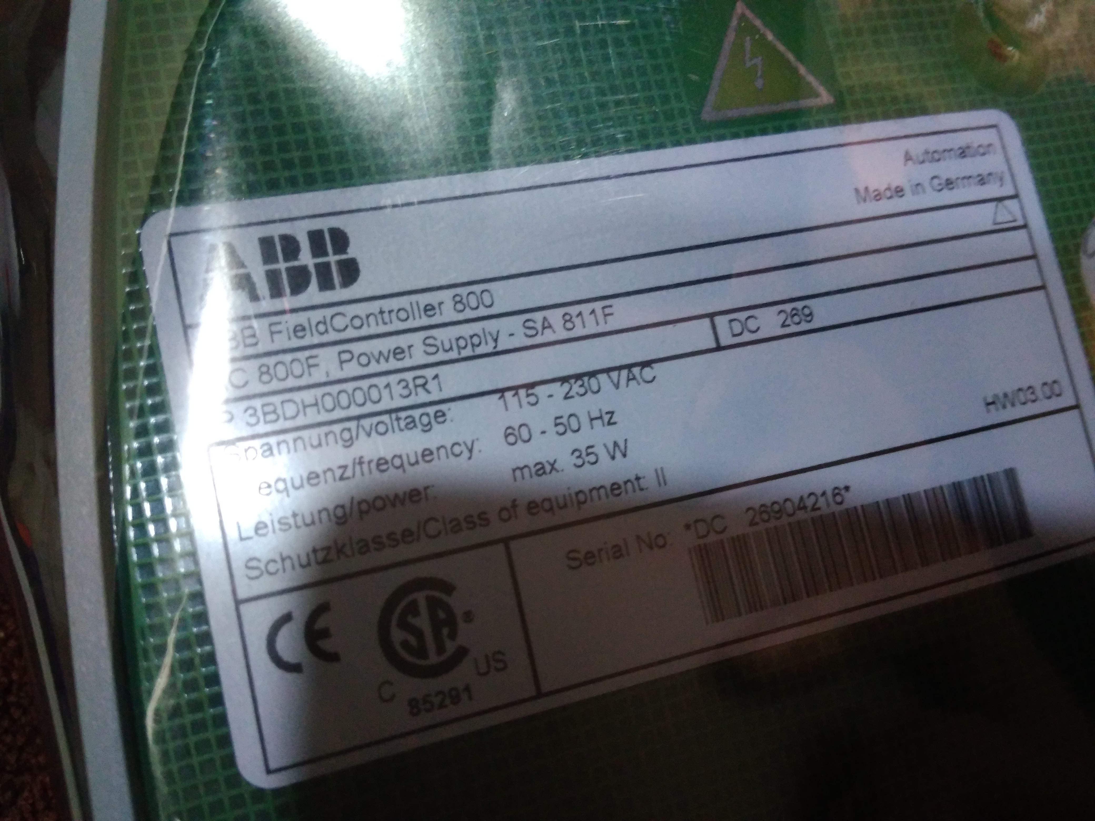 ABB SA811F 3BDH000013R1 SA 811F Электроснабжение 115/230 VAC с PM 802F или PM 803F