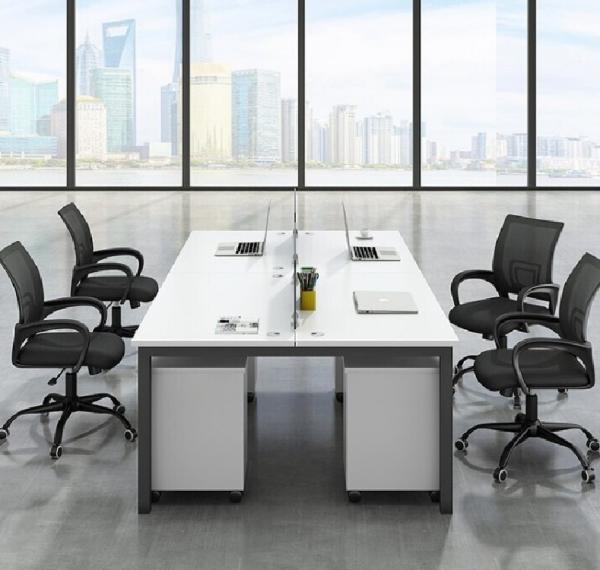 Customizable Color Modern Soild Wood Multi-person Staff Desk with Filing Cabinet Furniture